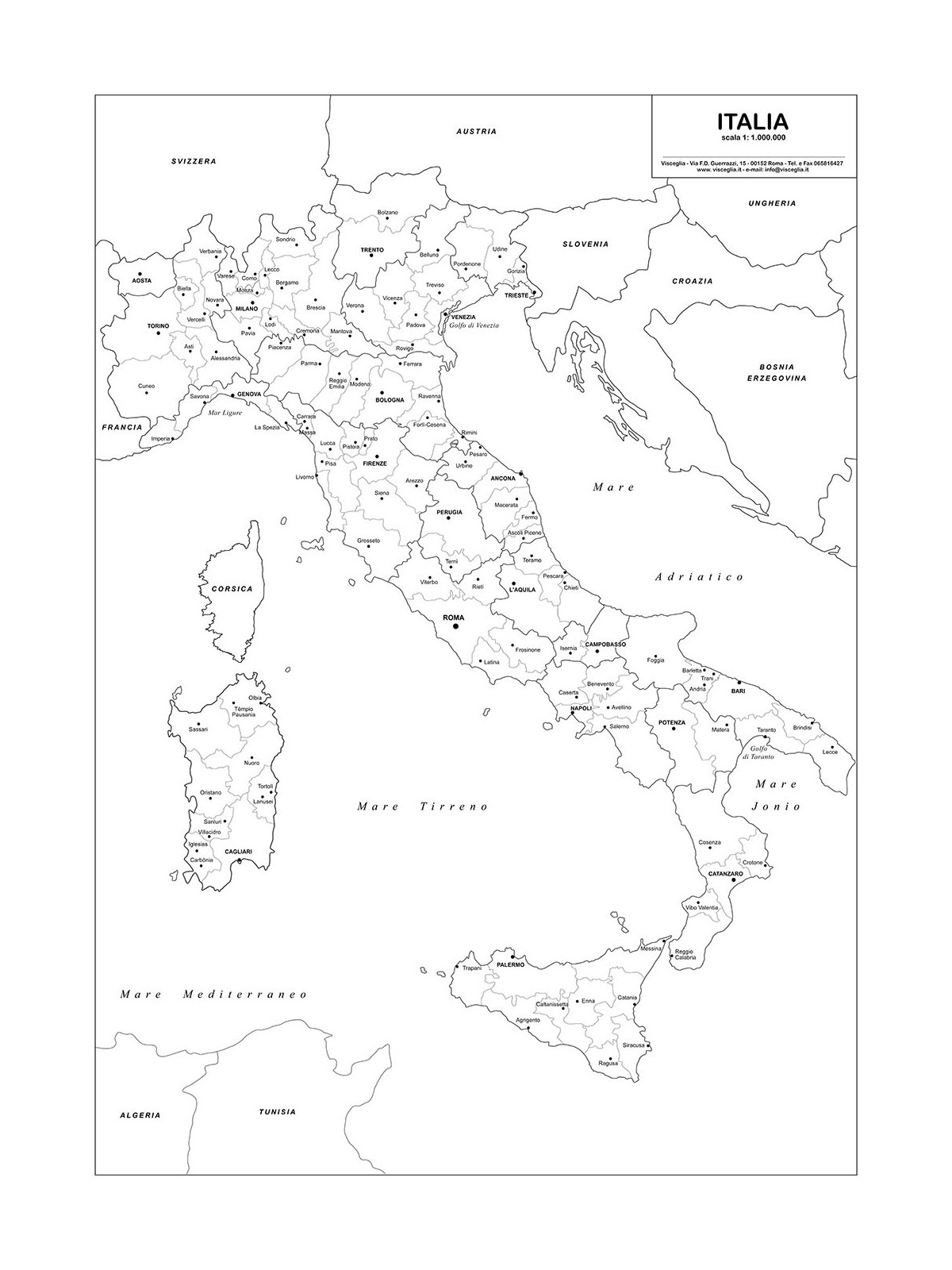 Administrative map of Italy