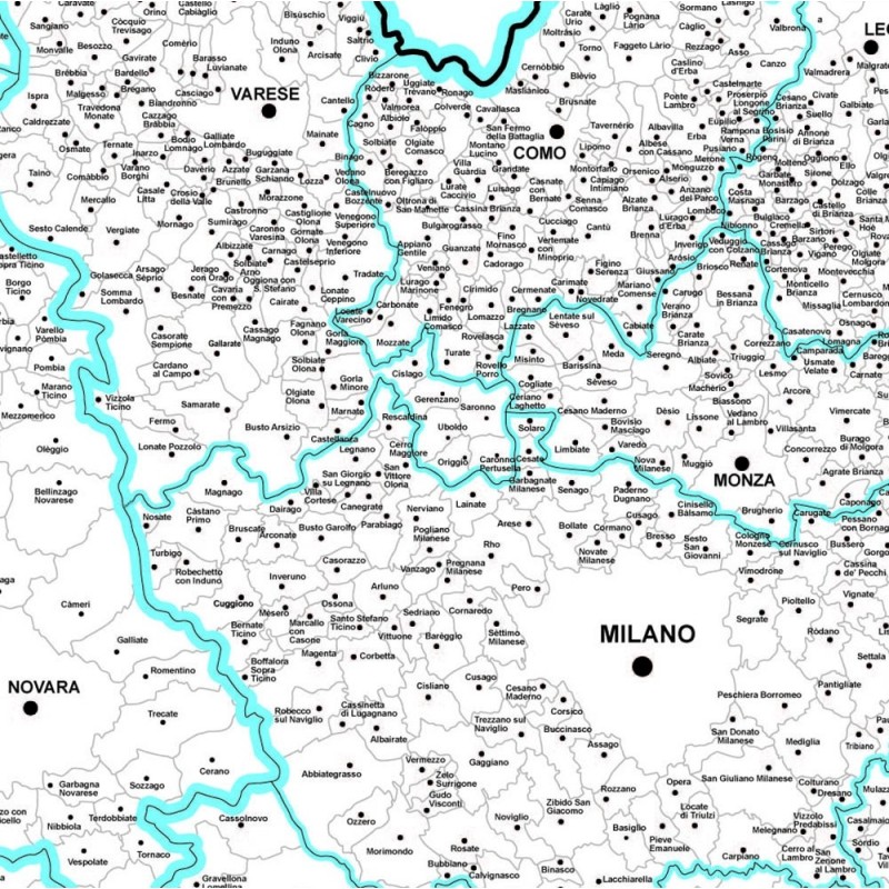 Administravie map of northen italy