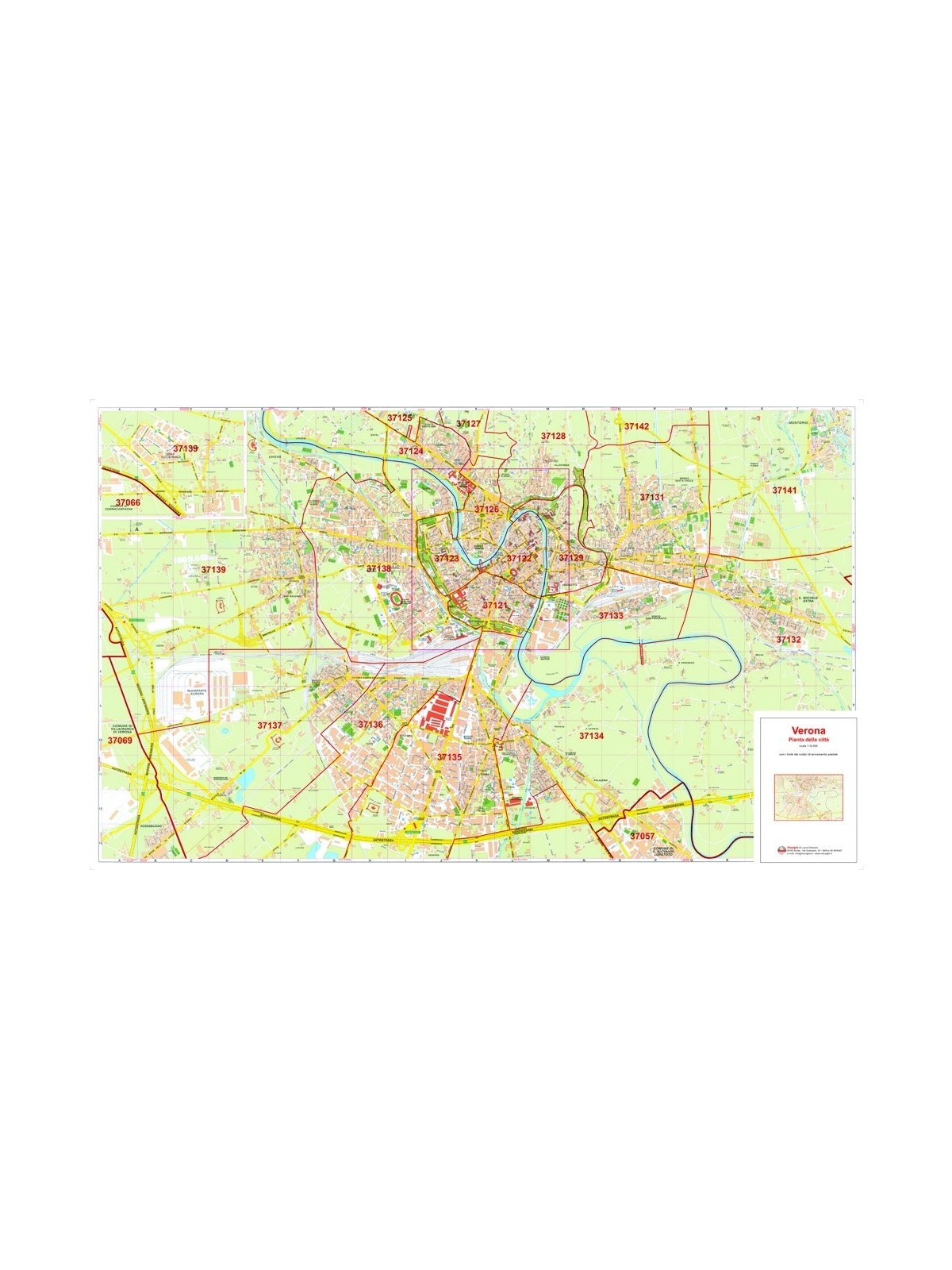 Plan of Verona with postal codes