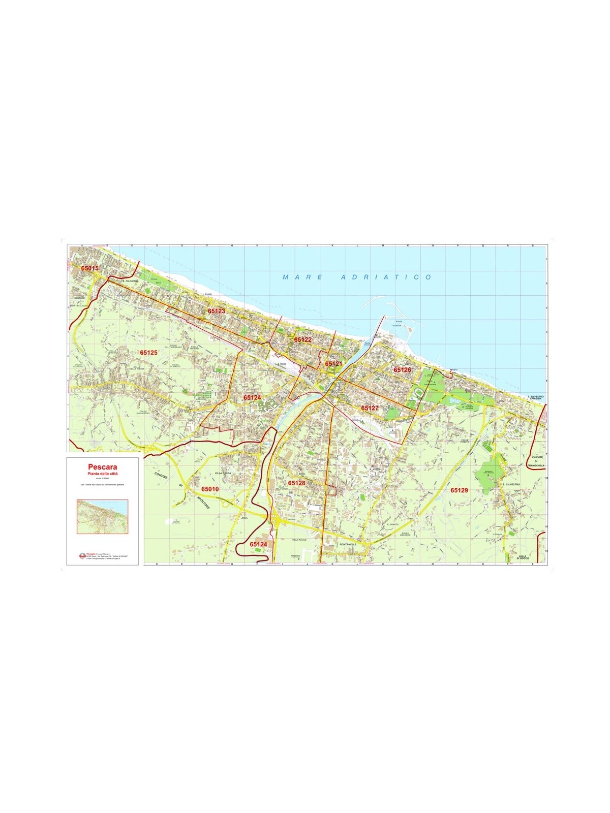 Plan of Pescara, with postal codes