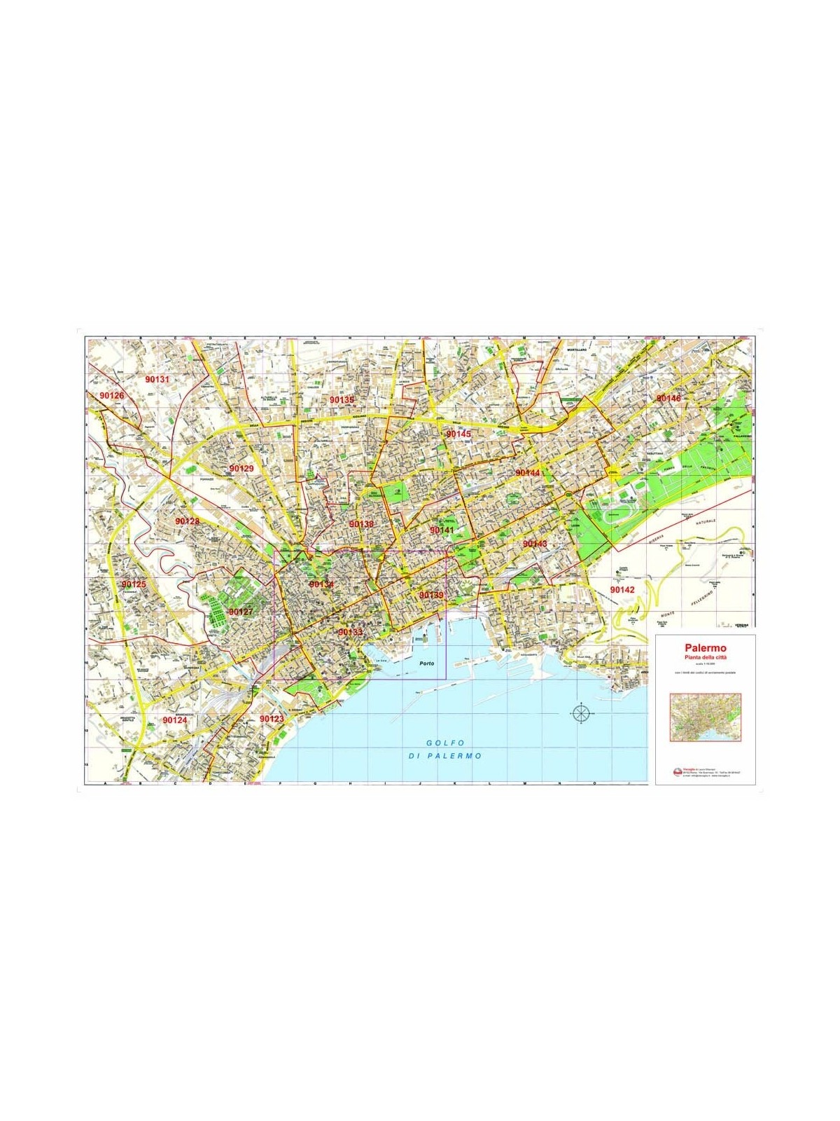 Plan of Palermo with postal codes