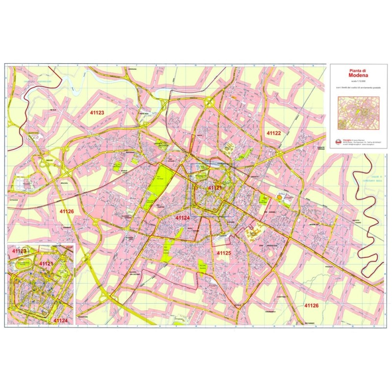 Plan of Modena with postal codes