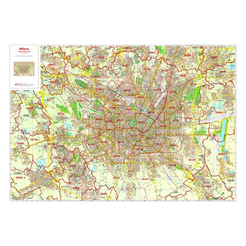 Plan of Milan with postal codes