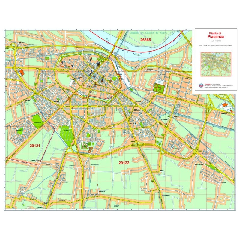 Plan of Piacenza with postal codes