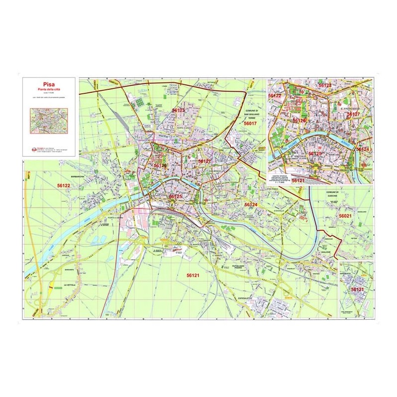 Plan of Pisa with postal codes