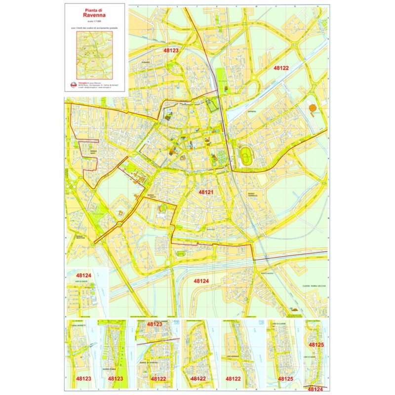 Plan of Ravenna with postal codes