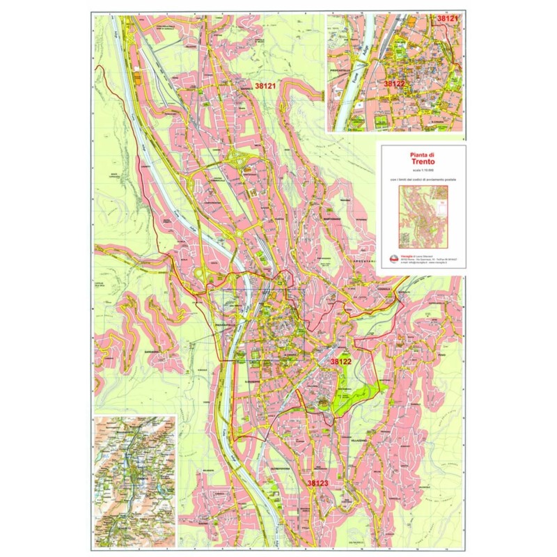 Plan of Trento with postal codes