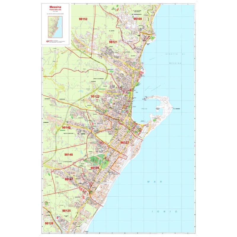 Plan of Messina with postal codes