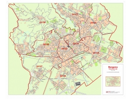 Plan of Bergamo with postal codes