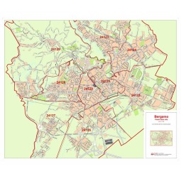 Plan of Bergamo with postal codes