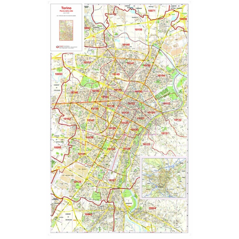 Plan of Turin, with postal codes