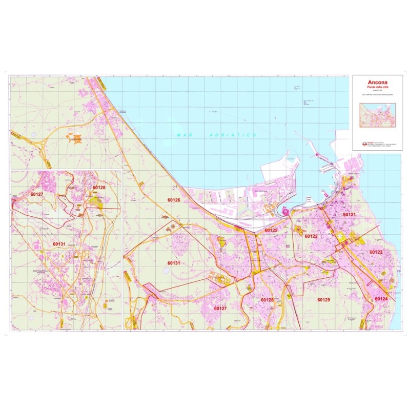 Plan of Ancona with postal codes