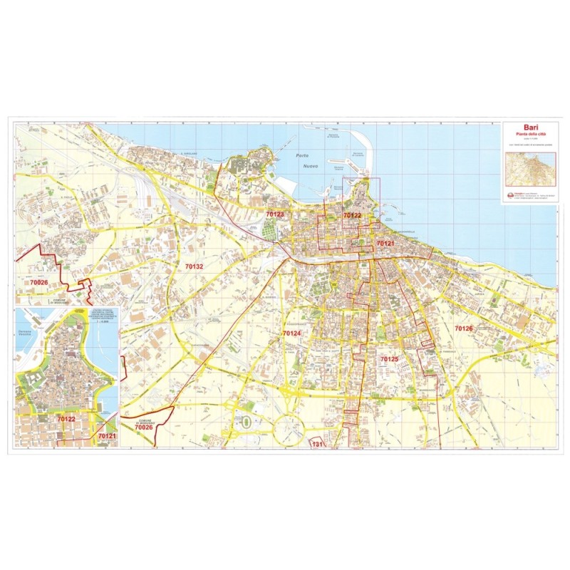 Plan of Bari with postal code
