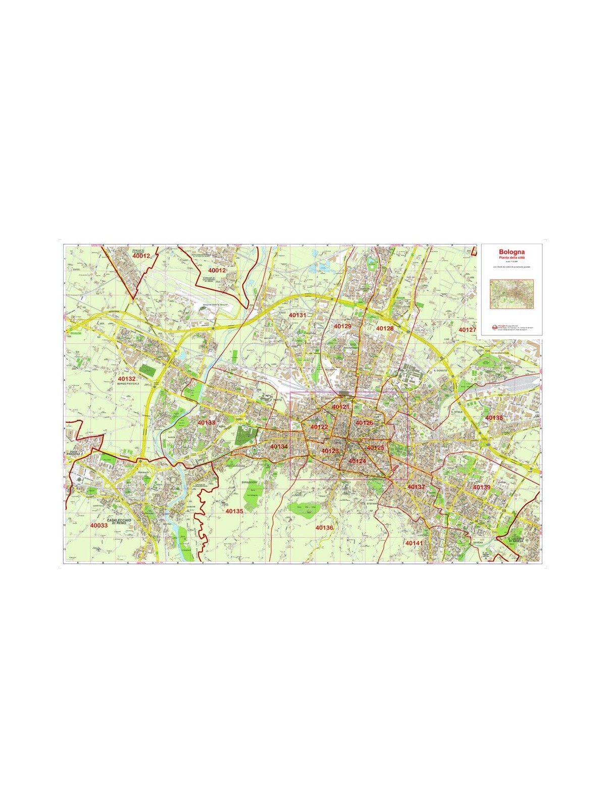 Plan of Bologna with postal codes