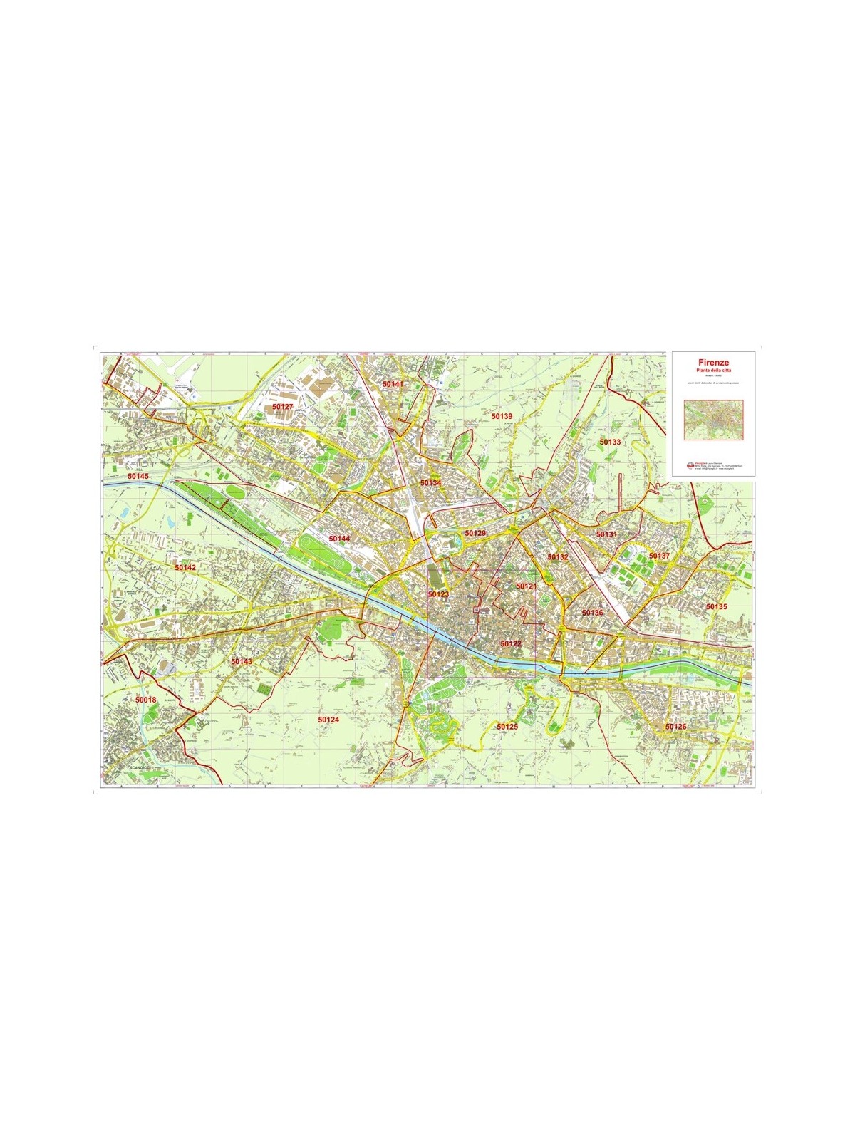 Plan of Florence with postal codes