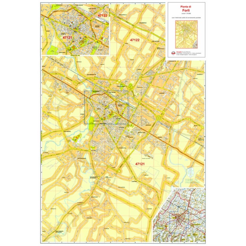 Plan of Forlì with postal codes
