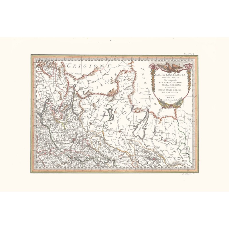 Antique map color of high Lombardy second sheet 