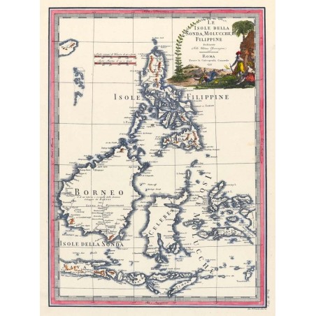 Carta geografica antica delle Filippine-Borneo 1797