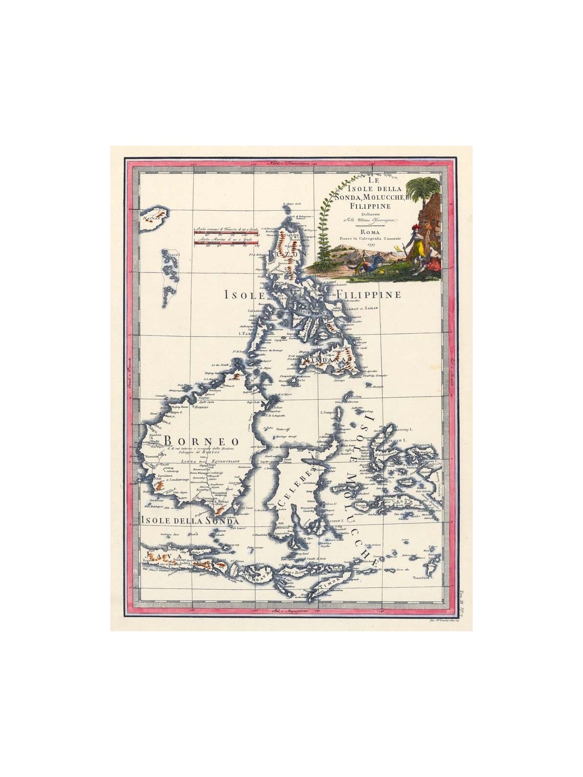 Antique map of Philippines and Borneo