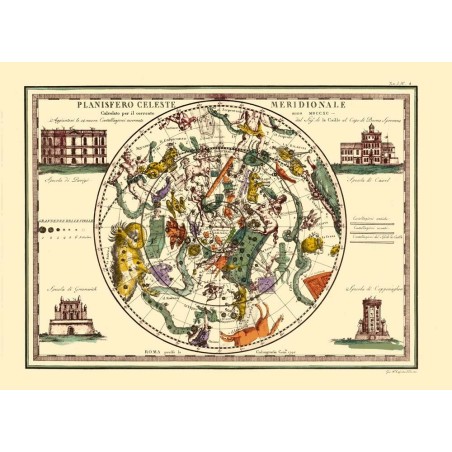 Antique map of the southern celestial planisphere 