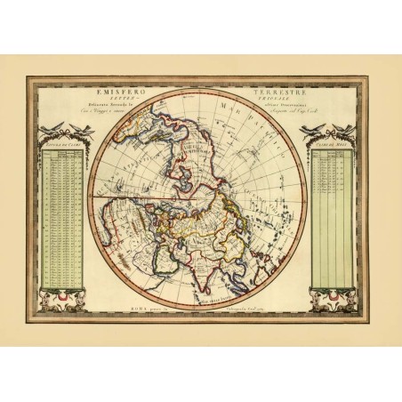 Carta geografica antica dell'Emisfero Terrestre Settentrionale del 1789