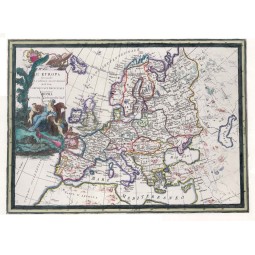 Antique color map of Europe