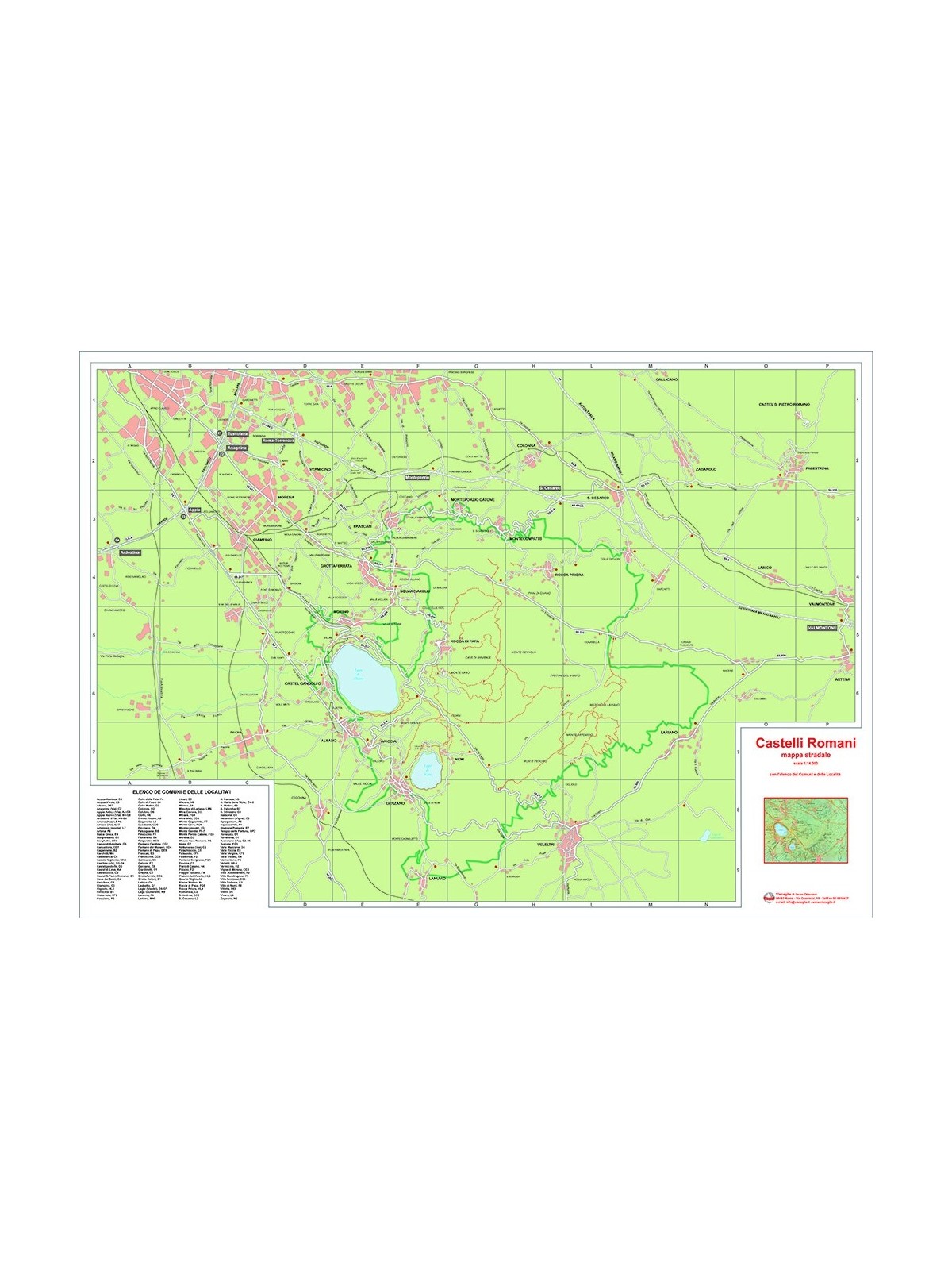 Tourist roadmap of the Castelli Romani