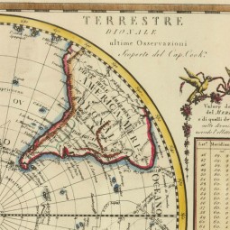 Antique map of Earth's southern hemisfere