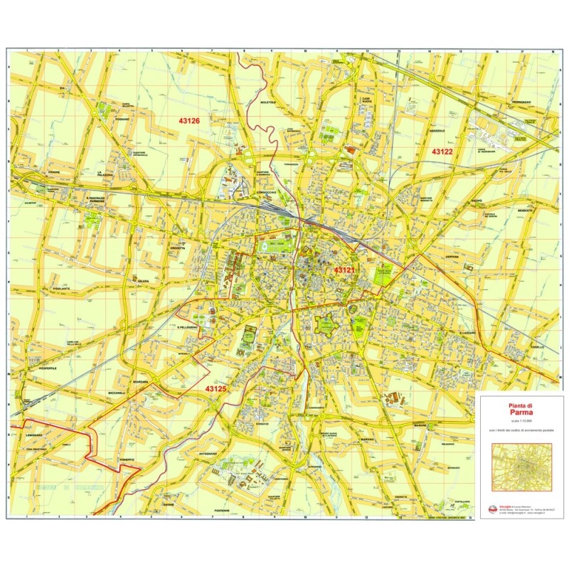 Plan of Parma, with postal codes