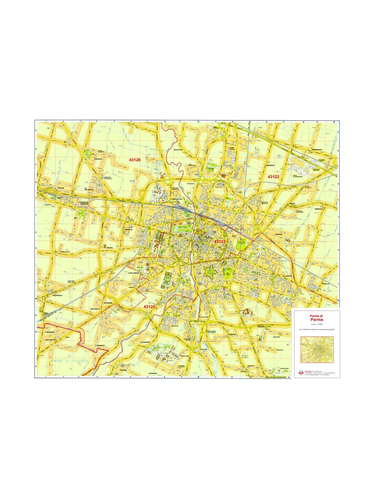 Plan of Parma, with postal codes
