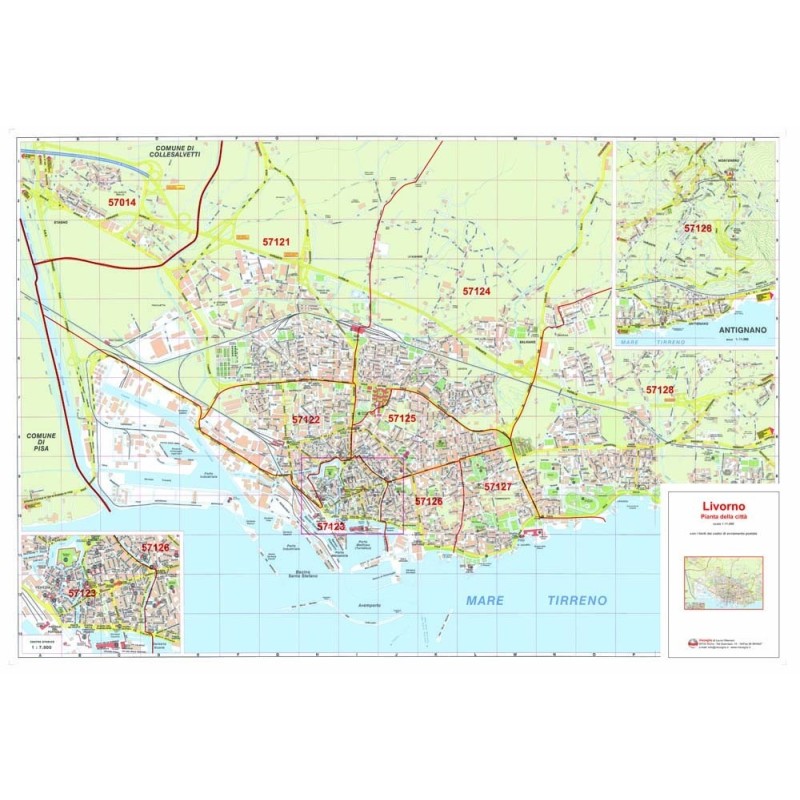 Plan of Livorno with postal codes