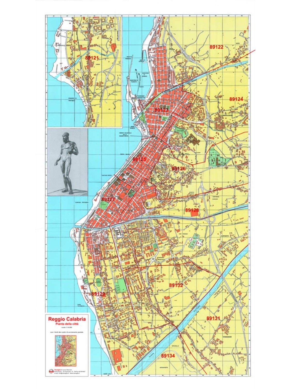 Plan of Reggio Calabria with postal codes