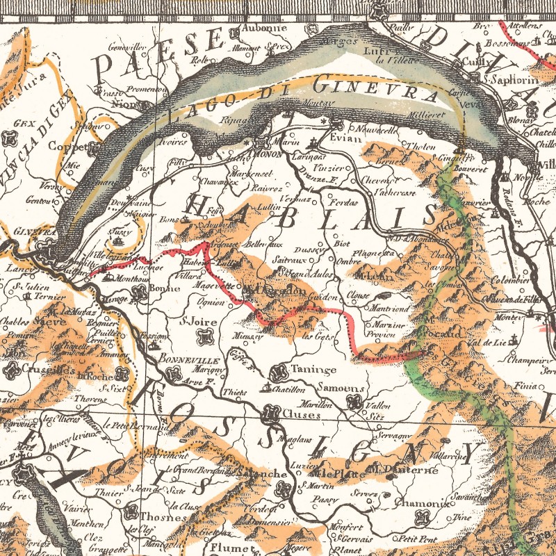 Antique map color of high Lombardy first sheet 