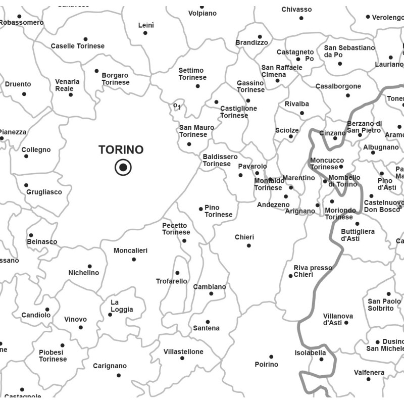 Map of Piemonte with postal codes