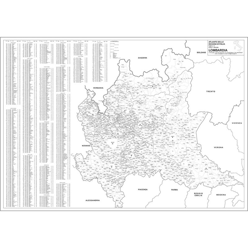 Map of Lombardia with postal codes