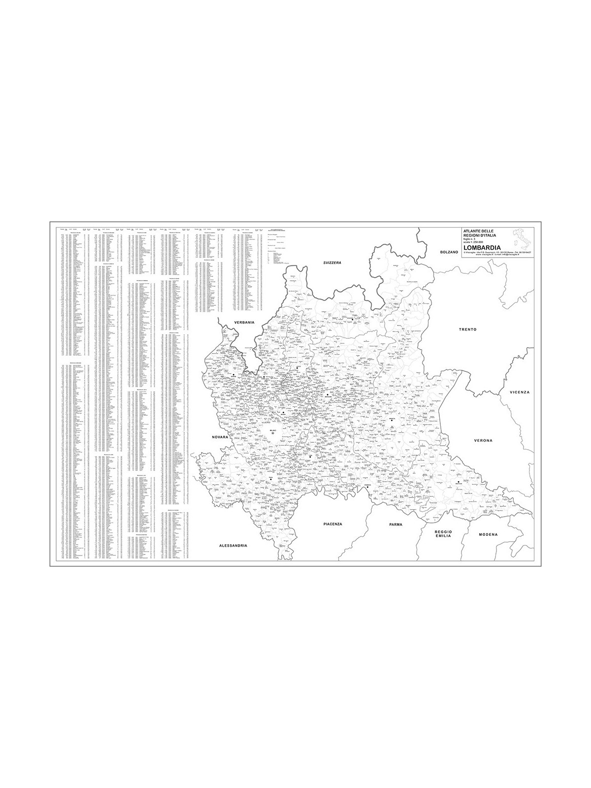 Map of Lombardia with postal codes