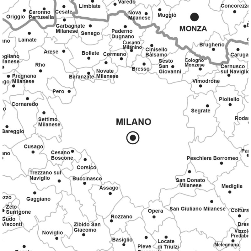 Map of Lombardia with postal codes