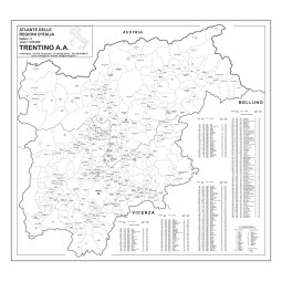 Mapo of Trentino Alto Adige with postal codes