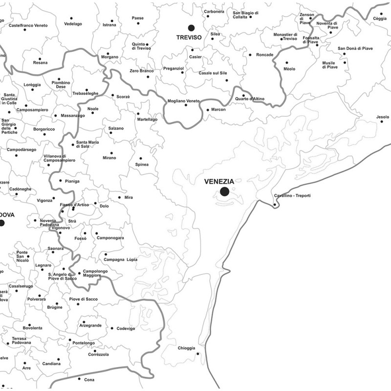 Map of Veneto with postal codes