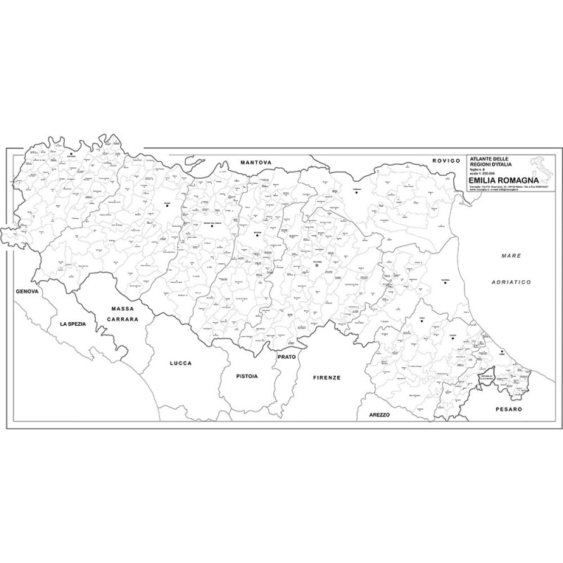Map of Emilia Romagna with postal codes