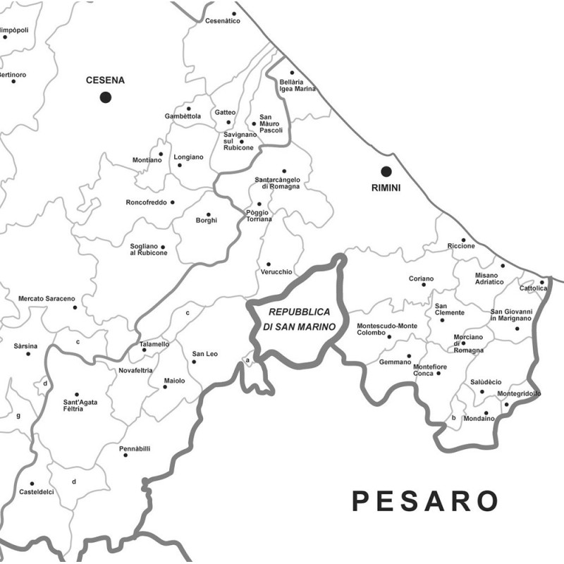Map of Emilia Romagna with postal codes