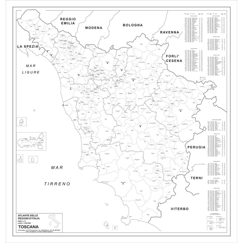 Map of Tuscany with postal codes