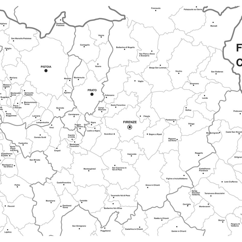 Map of Tuscany with postal codes