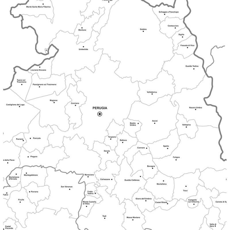Map of Umbria with postal codes