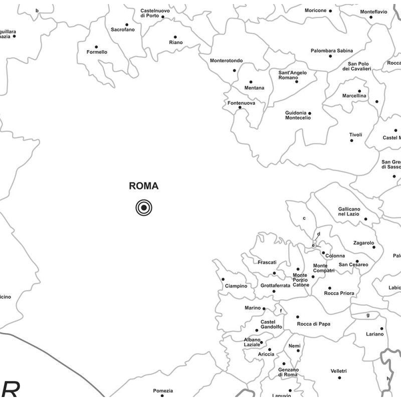 Map of Lazio with postal codes