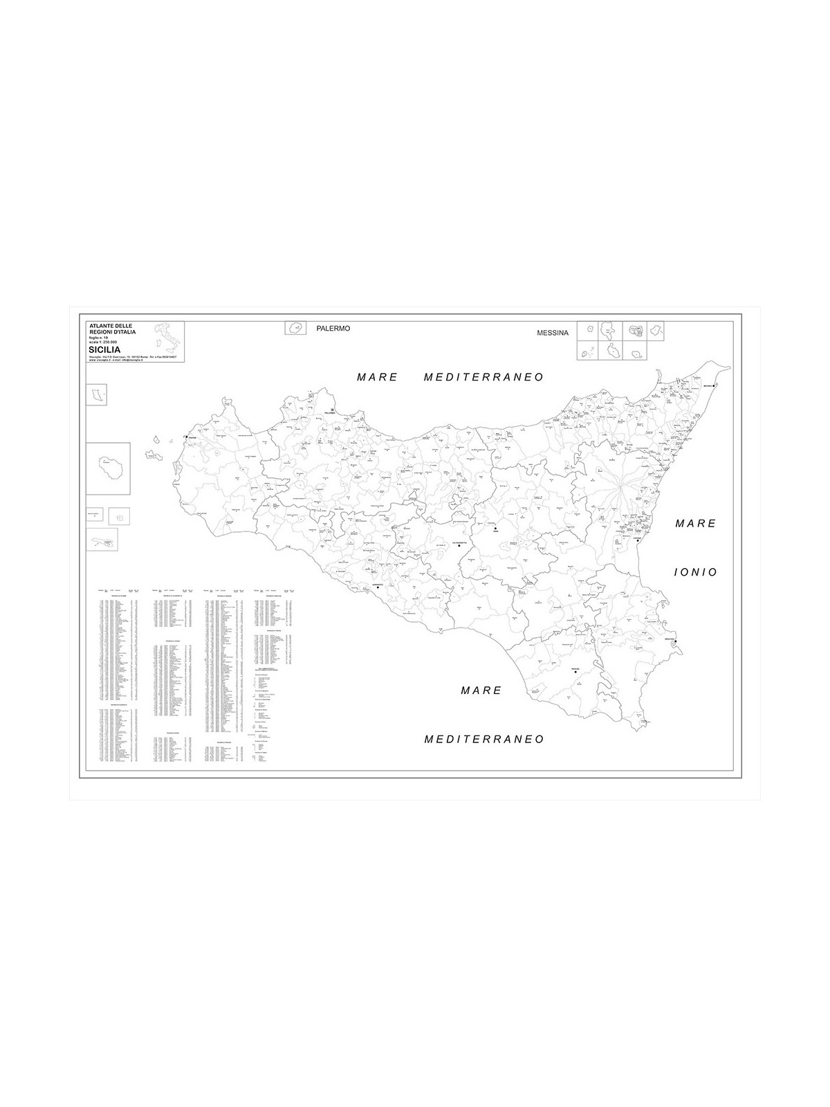 Map of Sicily with postal codes