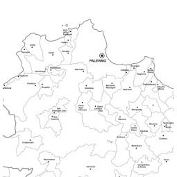 Map of Sicily with postal codes