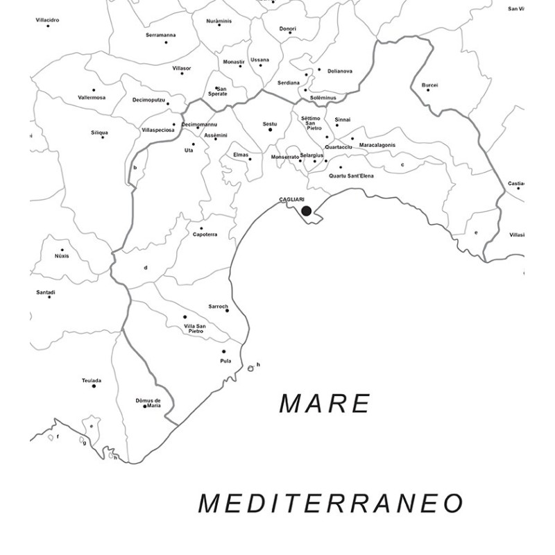 Map of Sardinia with postal codes