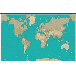 Political color map of the world cm 140 x 90