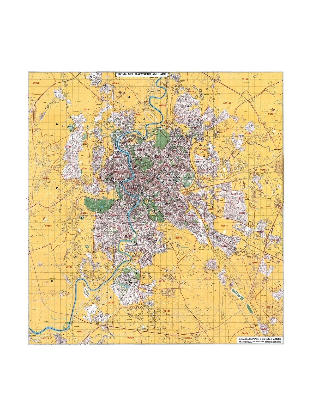 Planimetria di Roma a colori CAP